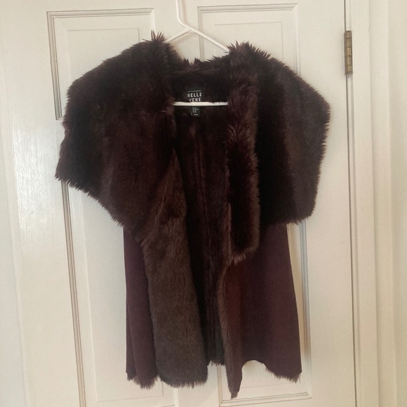 Belle Verde Fur / Suede Burgundy Vest - Picture 1 of 7